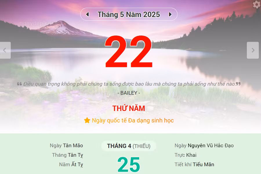 Lịch âm 22/5 - Xem lịch âm ngày 22/5