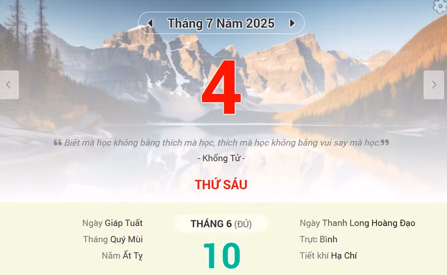 Lịch âm 4/7 - Xem lịch âm ngày 4/7