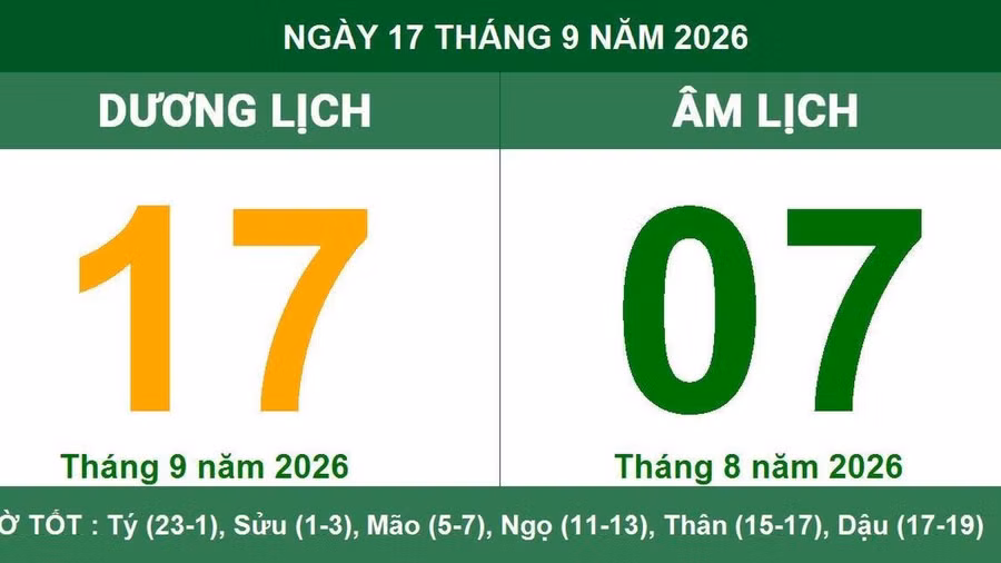 Lịch âm 17/9 - Xem lịch âm ngày 17/9