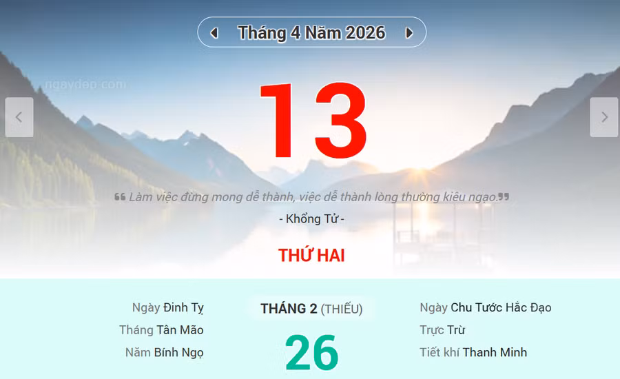 Lịch âm 13/4 - Xem lịch âm ngày 13/4