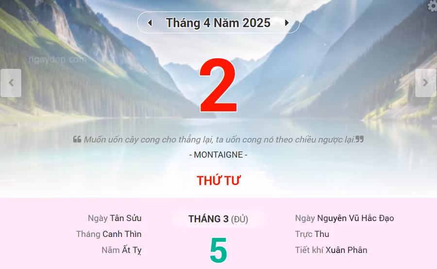 Lịch âm 2/4 - Xem lịch âm ngày 2/4