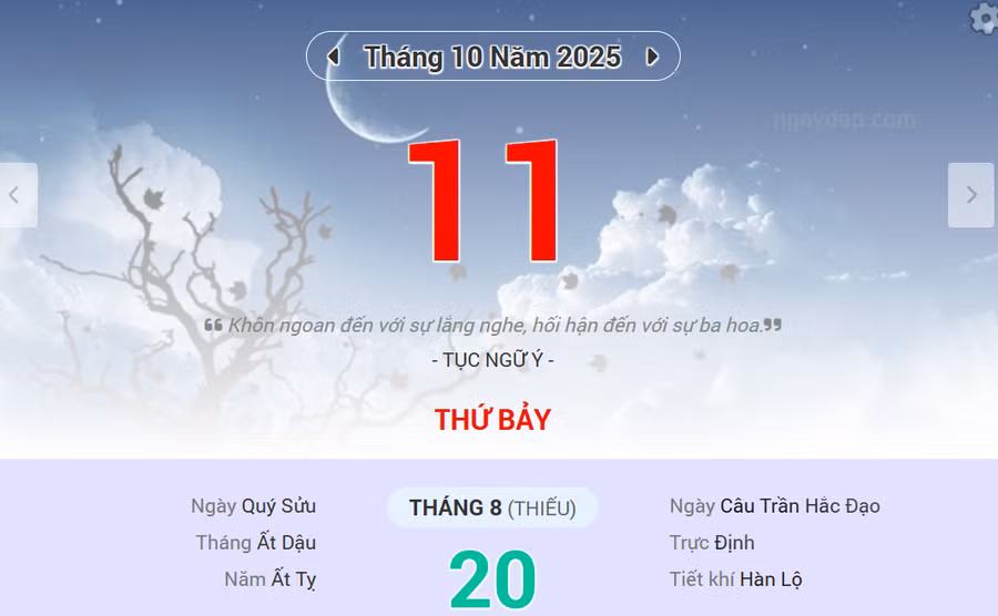  Lịch âm 11/10 - Xem lịch âm ngày 11/10