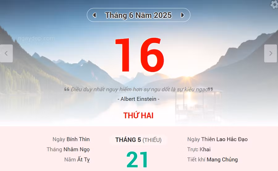 Lịch âm 16/6 - Xem lịch âm ngày 16/6