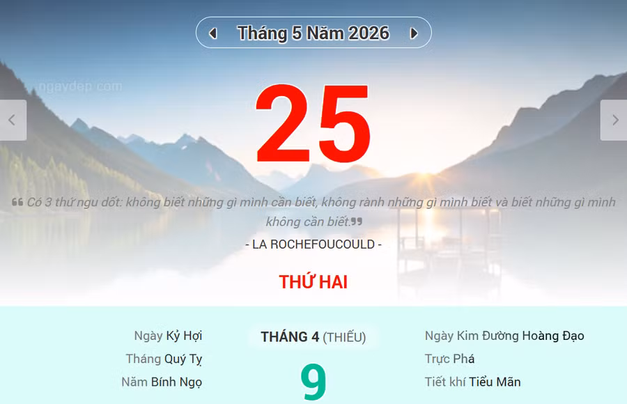 Lịch âm 25/5 - Xem lịch âm ngày 25/5