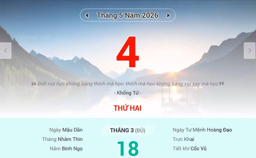 Lịch âm 4/5 - Xem lịch âm ngày 4/5