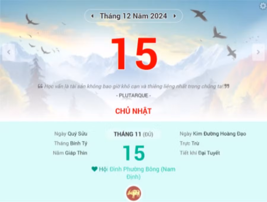 Lịch âm 15/12 - Xem lịch âm ngày 15/12