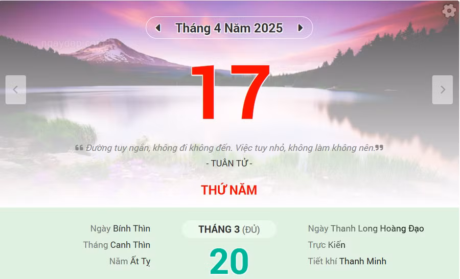 Lịch âm 17/4 - Xem lịch âm ngày 17/4