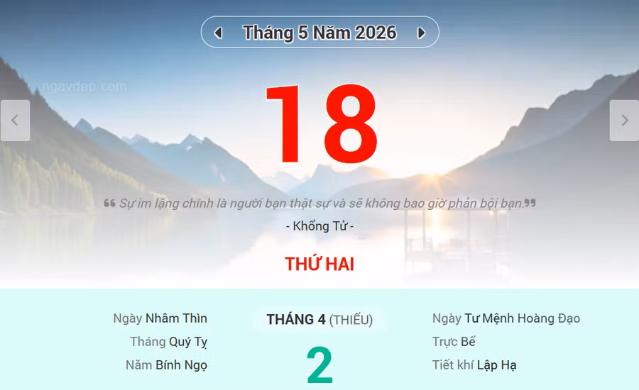 Lịch âm 18/5 - Xem lịch âm ngày 18/5