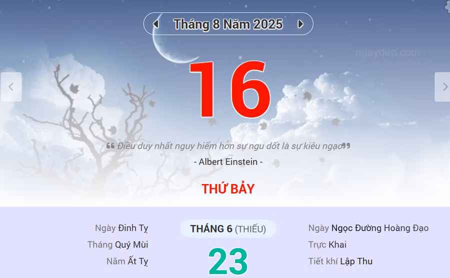 Lịch âm 16/8 - Xem lịch âm ngày 16/8