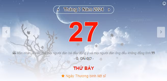 Lịch âm hôm nay - Xem lịch âm ngày 27/7