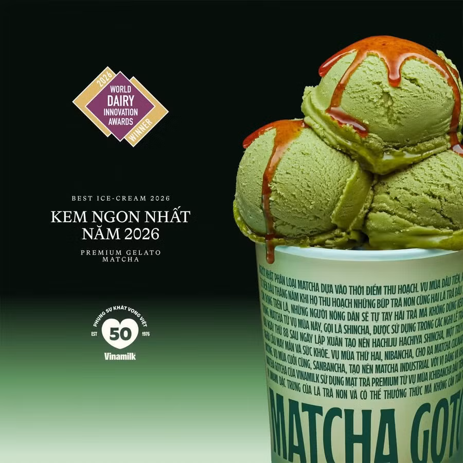 Vinamilk Gelato Matcha Gotcha vượt qua nhiều đối thủ nổi tiếng toàn cầu để giành giải Kem ngon nhất. (Ảnh: VN)