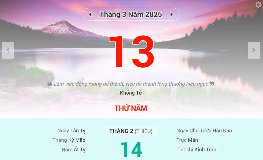 Lịch âm 13/3 - Xem lịch âm ngày 13/3