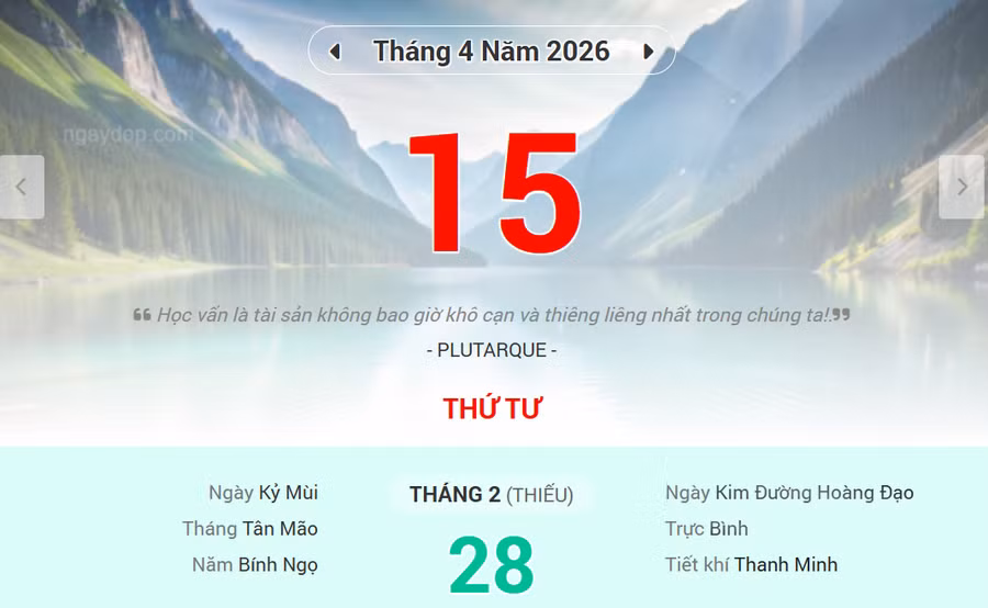 Lịch âm 15/4 - Xem lịch âm ngày 15/4