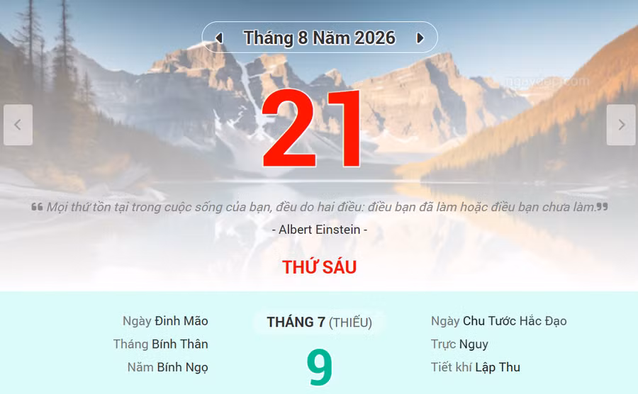 Lịch âm 21/8 - Xem lịch âm ngày 21/8