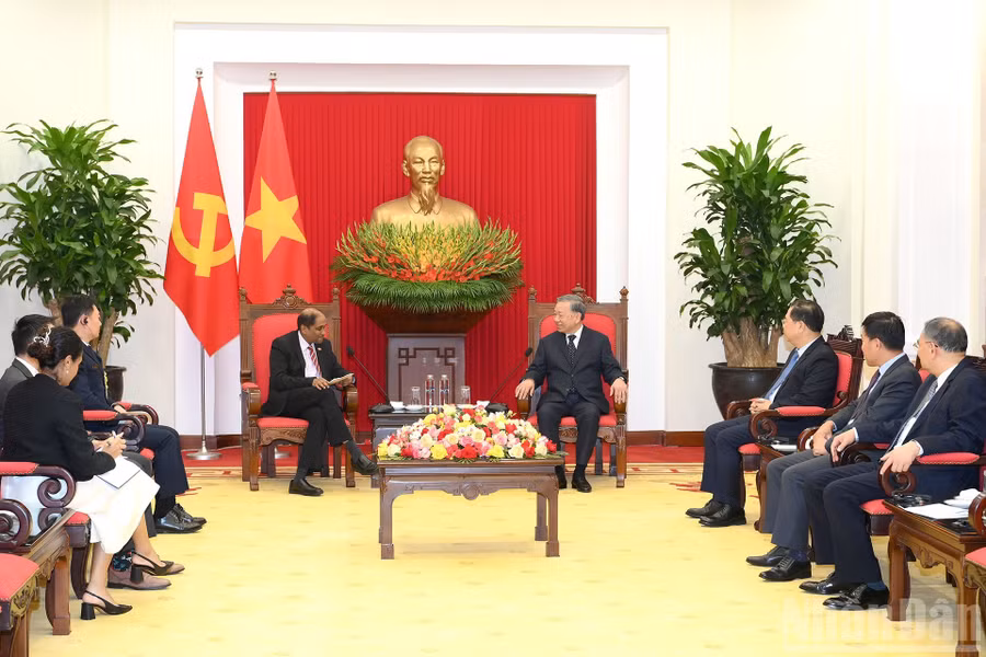 Quang cảnh cuộc tiếp tại Trụ sở Trung ương Đảng.