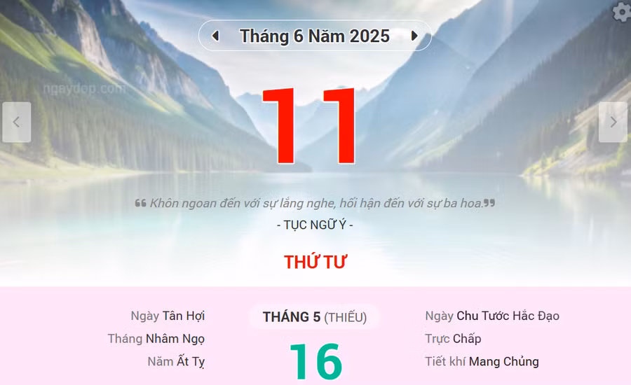 Lịch âm 11/6 - Xem lịch âm ngày 11/6