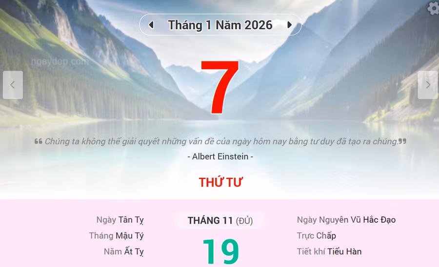 Lịch âm 7/1 - Xem lịch âm ngày 7/1/2026