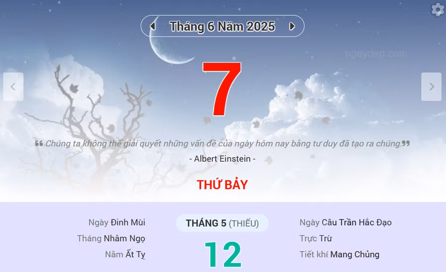 Lịch âm 7/6 - Xem lịch âm ngày 7/6