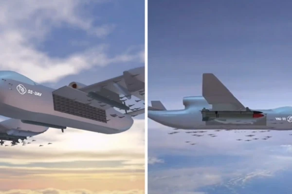 'Mẫu hạm trên không' có khả năng phóng hơn 100 UAV tấn công đã cất cánh