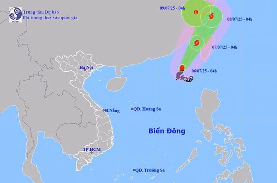 Đường đi và vị trí của bão số 2.