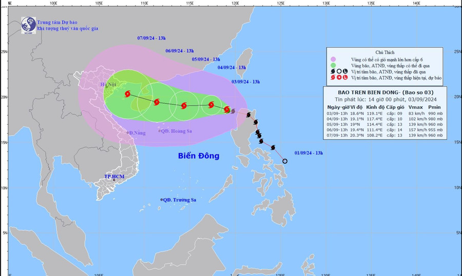 Bão số 3 mạnh lên, có thể thành siêu bão