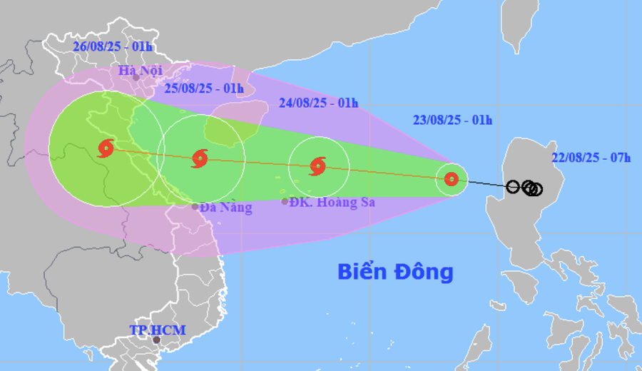 Dự báo hướng đi của bão số 5.