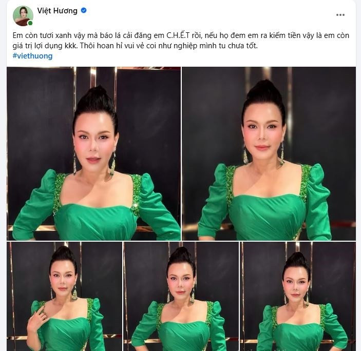 Việt Hương phủ nhận tin đồn qua đời lan truyền trên mạng. viet-huong.jpg