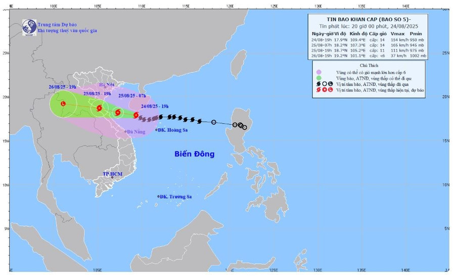 Dự báo hướng đi của bão Kajiki.