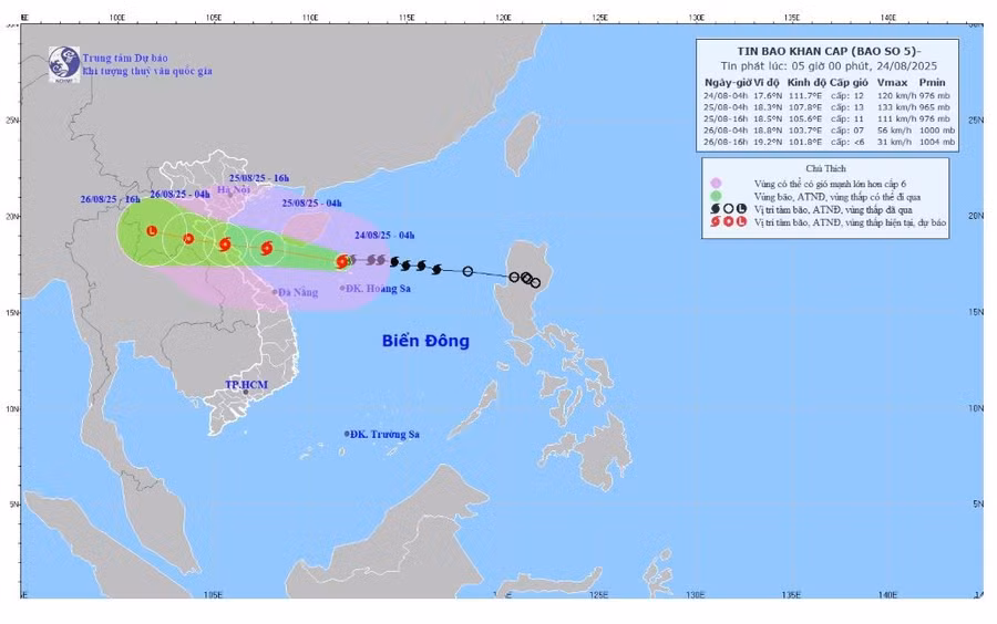 Dự báo hướng đi bão số 5.