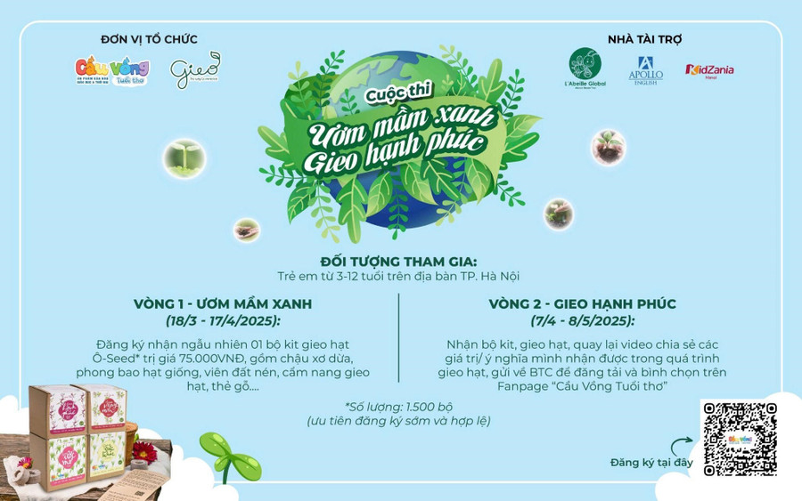 Báo Cầu Vồng Tuổi thơ phát động cuộc thi 'Ươm Mầm Xanh, Gieo Hạnh Phúc'