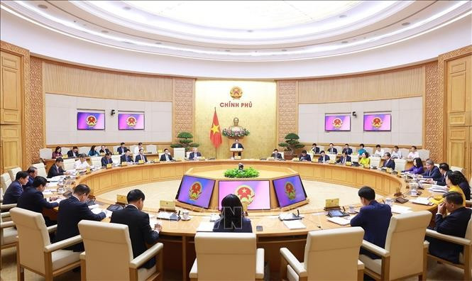 Thủ tướng Phạm Minh Chính chủ trì Phiên họp Chính phủ thường kỳ tháng 5 năm 2025. (Ảnh: Dương Giang/TTXVN) Thủ tướng Phạm Minh Chính chủ trì Phiên họp Chính phủ thường kỳ tháng 5 năm 2025. (Ảnh: Dương Giang/TTXVN)