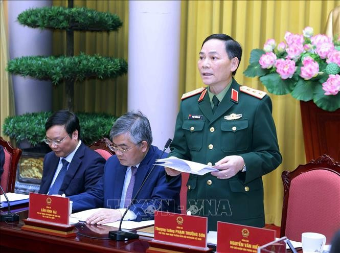Thượng tướng Phạm Trường Sơn, Phó Tổng Tham mưu trưởng quân đội nhân dân Việt Nam phát biểu. Ảnh: An Đăng/TTXVN