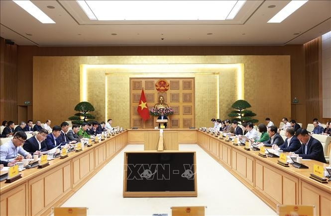 Thủ tướng Phạm Minh Chính chủ trì cuộc họp về phát triển sàn dữ liệu tại Việt Nam. Ảnh: Dương Giang/TTXVN 797a8573-380e-41c1-9fa0-af62f68bac39.jpg