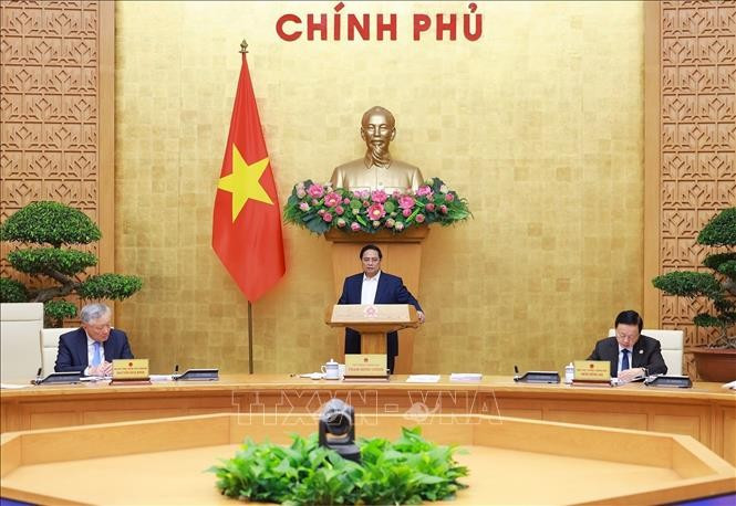 Thủ tướng Phạm Minh Chính chủ trì Phiên họp Chính phủ thường kỳ tháng 5 năm 2025. (Ảnh: Dương Giang/TTXVN) Thủ tướng Phạm Minh Chính chủ trì Phiên họp Chính phủ thường kỳ tháng 5 năm 2025. (Ảnh: Dương Giang/TTXVN)