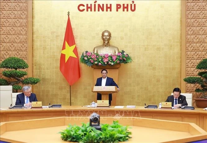 Thủ tướng Phạm Minh Chính phát biểu. (Ảnh: Dương Giang/TTXVN)