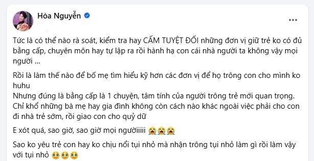 Hòa Minzy bức xúc lên tiếng sau vụ việc bé trai 14 tháng bị bảo mẫu ném gây tử vong. hoa-minzy-1.jpg