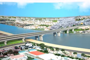 Phối cảnh cầu Rạch Tôm bắc qua sông Rạch Tôm khi hoàn thành. (Ảnh: BQL)