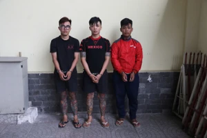 Nhóm thanh thiếu niên tạt sơn vào nhà dân bị tạm giữ. (Ảnh: Công an TPHCM).