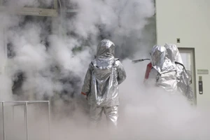 Diễn tập ứng phó sự cố phóng xạ. Ảnh: VGP