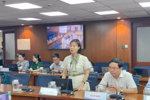 Bà Lê Hồng Nga, Phó giám đốc Trung tâm kiểm soát bệnh tật TPHCM (HCDC) thông tin về virus Nipah tại buổi họp báo. Ảnh: Hà An.