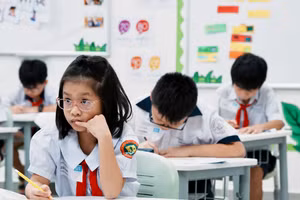 Học sinh tiểu học tại TPHCM tham gia sân chơi thử thách tư duy Toán học. Ảnh: Phúc Uyên.