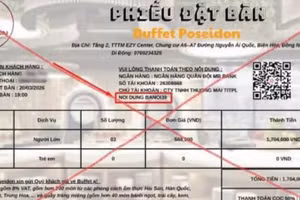 Phiếu đặt bàn từ fanpage giả yêu cầu khách chuyển tiền trước để chiếm đoạt tiền. (Ảnh: Công an Đồng Nai).