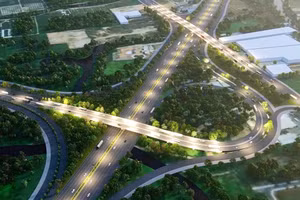 Phối cảnh một đoạn cao tốc TPHCM - Mộc Bài giao với đường Vành đai 3. Ảnh: Ban Giao thông TPHCM.