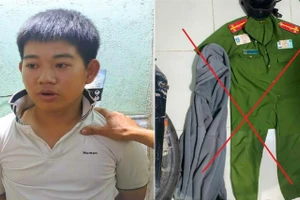 Nguyễn Phúc Thắng và trang phục giả danh Công an. (Ảnh: Công an Đồng Nai).