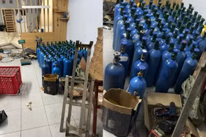 Khu vực sản xuất, chiết nạp "bóng cười" do Nguyễn Trường Hoạt làm chủ. (Ảnh: Công an TPHCM)