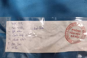 Mẫu thực phẩm bữa ăn bán trú ngày 7/4 được niêm phong phục vụ xét nghiệm, điều tra. Ảnh: A.X.