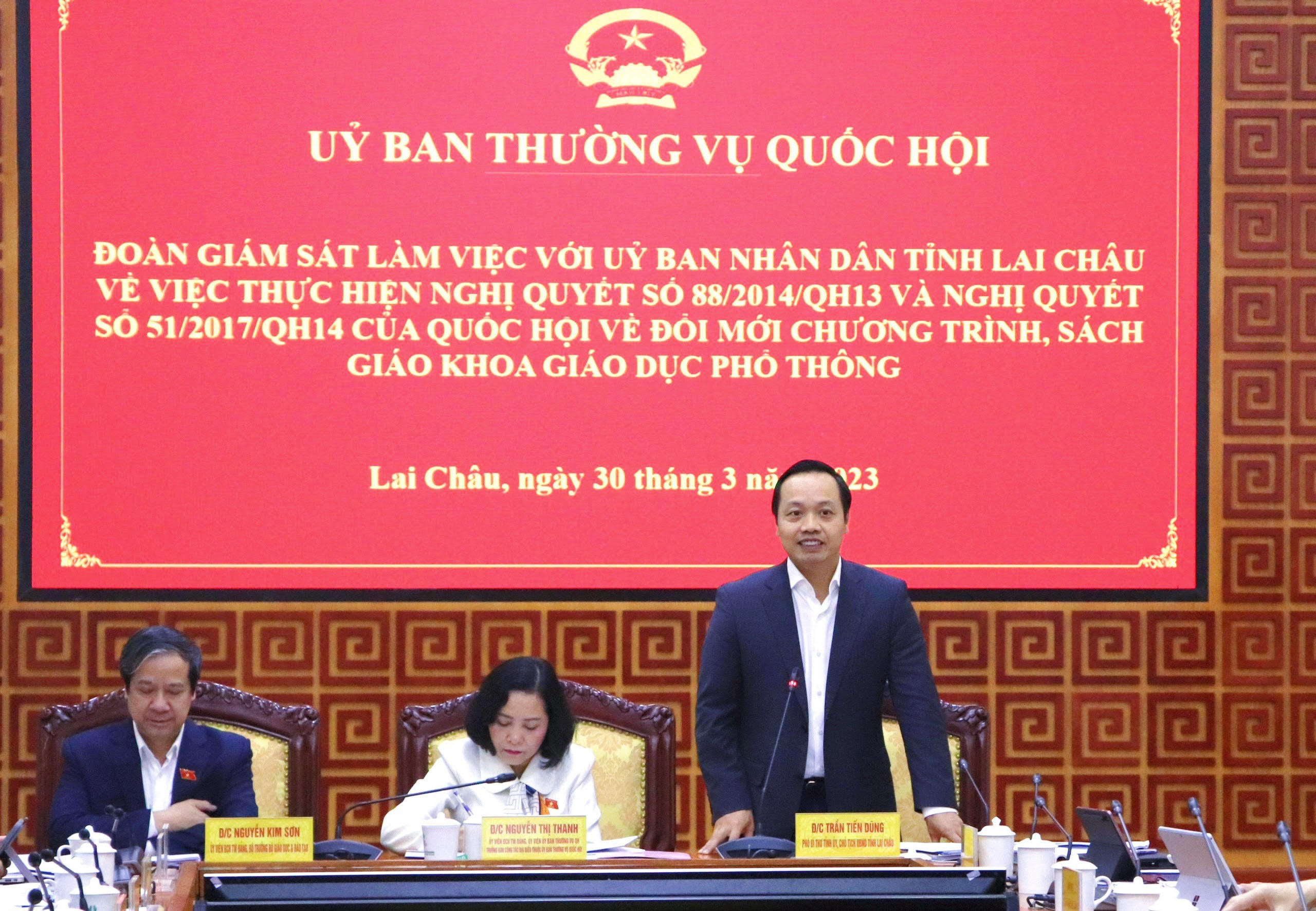 Ông Trần Tiến Dũng - Chủ tịch UBND tỉnh Lai Châu phát biểu tại buổi làm việc.