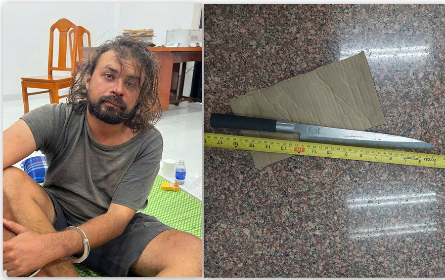 Damian Shrimanker cùng hung khí bị thu giữ.