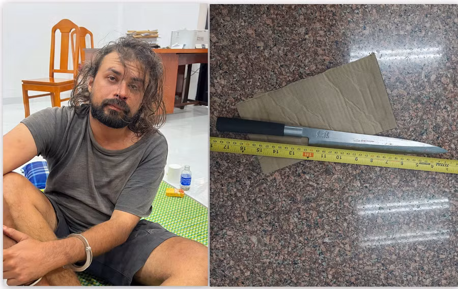 Damian Shrimanker cùng hung khí bị thu giữ.