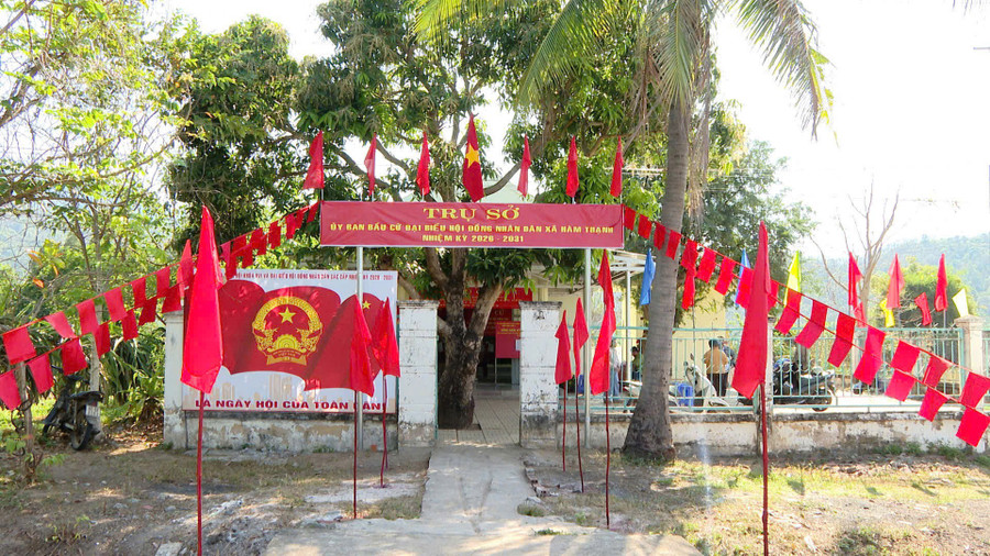 Điểm bỏ phiếu tại xã Hàm Thạnh.